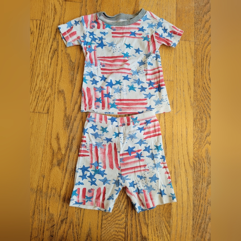 Burt's Bees Baby short sleeve and shorts pajamas, 18 month, patriotic print